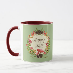 Mushroom and sunflowers with customisable text  mug