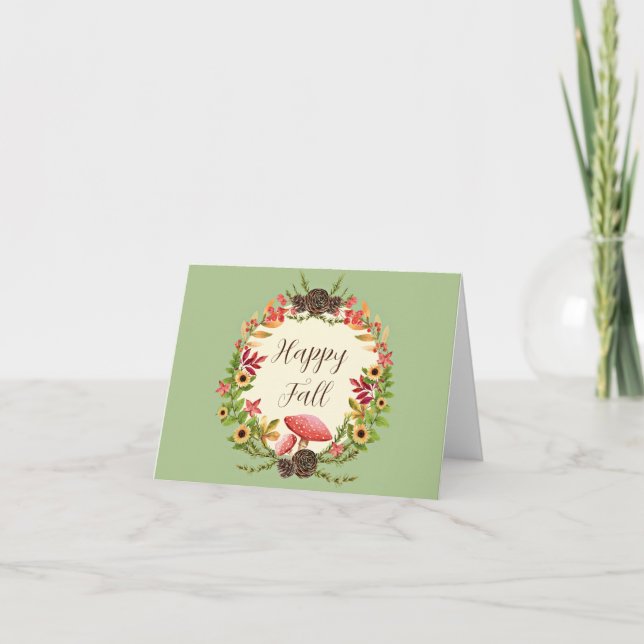 Mushroom and sunflowers with customisable text  note card (Front)