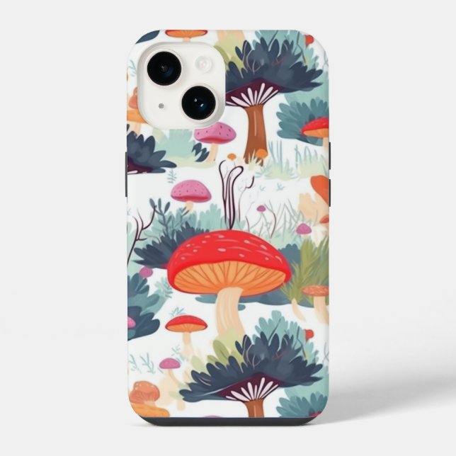 Mushroom and Tree Design iPhone Case (Back)