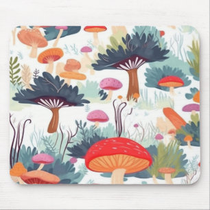 Mushroom and Tree Design Mouse Mat