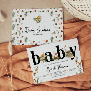 Mushroom and Wild Flowers Baby Shower Invitation