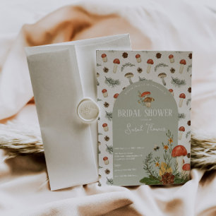 Mushroom and Wild Flowers Bridal Shower Invitation