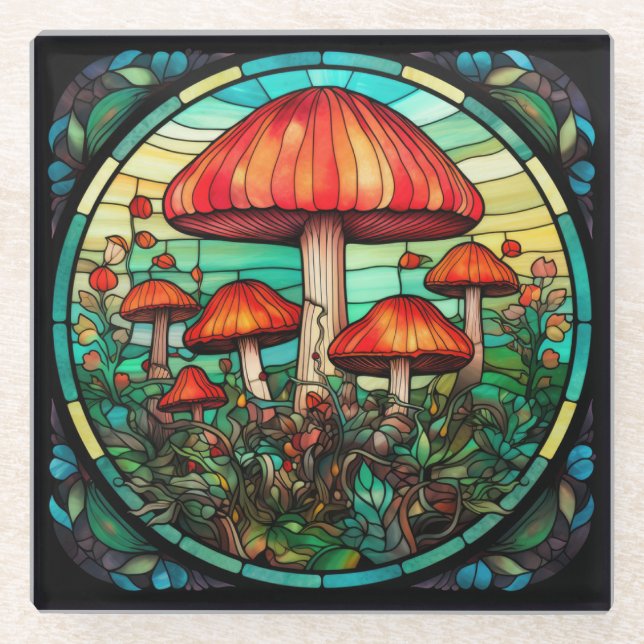 Mushroom Art Glass Coaster (Front)