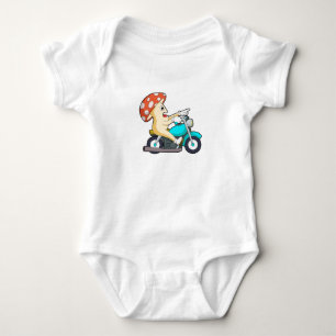 Mushroom as Biker with Motorcycle Baby Bodysuit