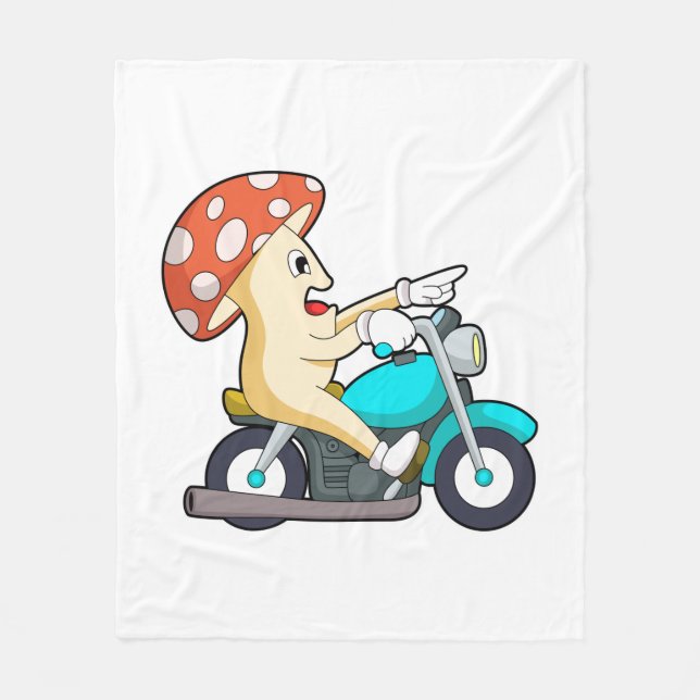 Mushroom as Biker with Motorcycle Fleece Blanket (Front)