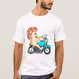 Mushroom as Biker with Motorcycle T-Shirt