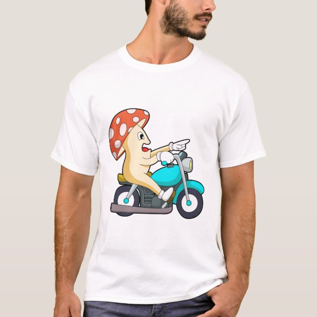Mushroom as Biker with Motorcycle T-Shirt (Front)