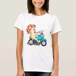 Mushroom as Biker with Motorcycle T-Shirt