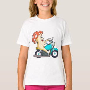 Mushroom as Biker with Motorcycle T-Shirt