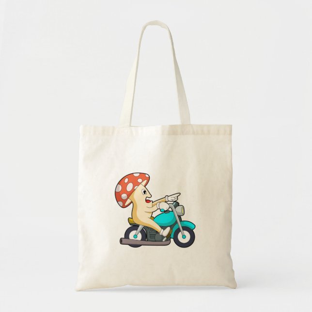 Mushroom as Biker with Motorcycle Tote Bag (Front)