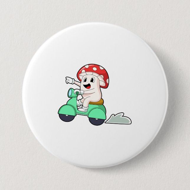 Mushroom as Biker with Scooter.PNG 7.5 Cm Round Badge (Front)