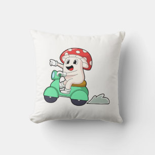 Mushroom as Biker with Scooter.PNG Cushion