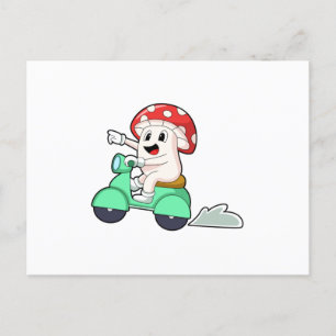 Mushroom as Biker with Scooter.PNG Postcard