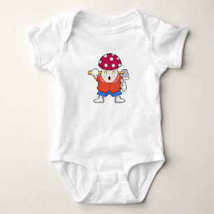 Mushroom as Farmer with Axe Baby Bodysuit
