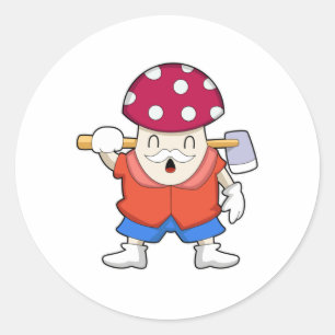 Mushroom as Farmer with Axe Classic Round Sticker