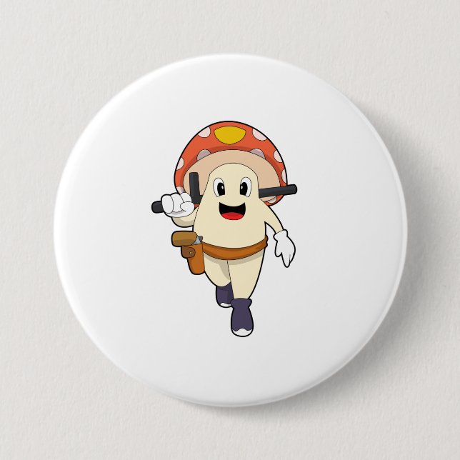 Mushroom as Police officer at Police 7.5 Cm Round Badge (Front)
