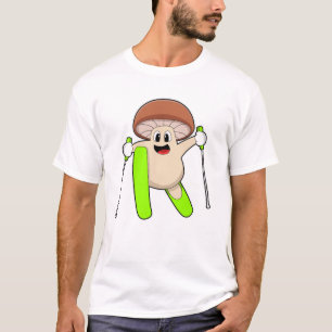 Mushroom as Skier with Ski T-Shirt