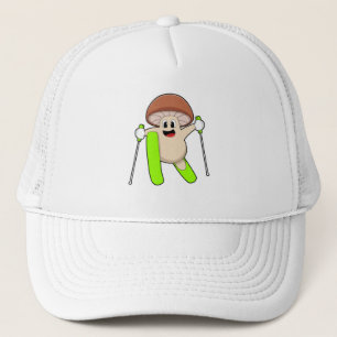 Mushroom as Skier with Ski Trucker Hat