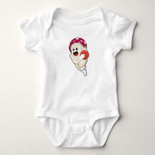 Mushroom at Basketball Sports Baby Bodysuit