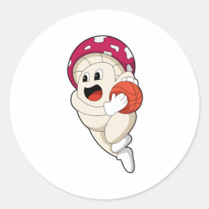 Mushroom at Basketball Sports Classic Round Sticker