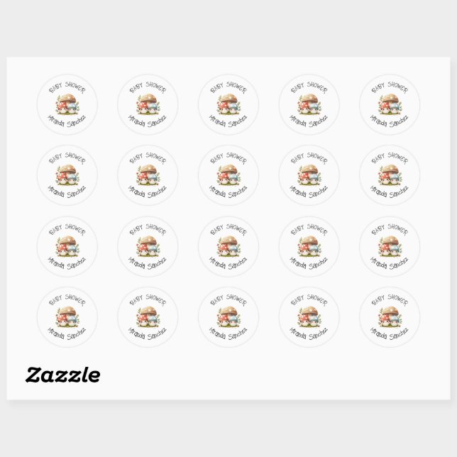 Mushroom Baby Shower  Classic Round Sticker (Sheet)