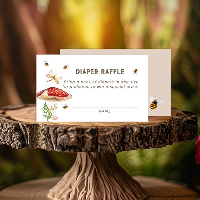Mushroom Baby Shower Diaper Raffle Card | Whimsica (Diaper Raffle )