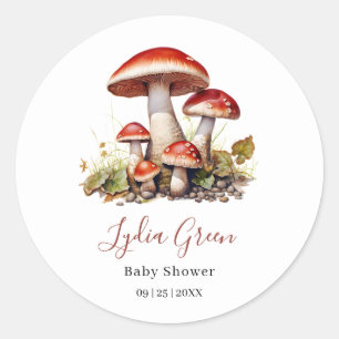 Mushroom Baby Shower, Gender Neutral Baby Shower Classic Round Sticker