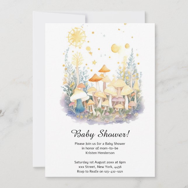 Mushroom Baby Shower Invitation (Front)