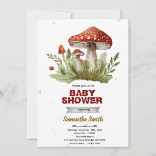 Mushroom baby shower invitation