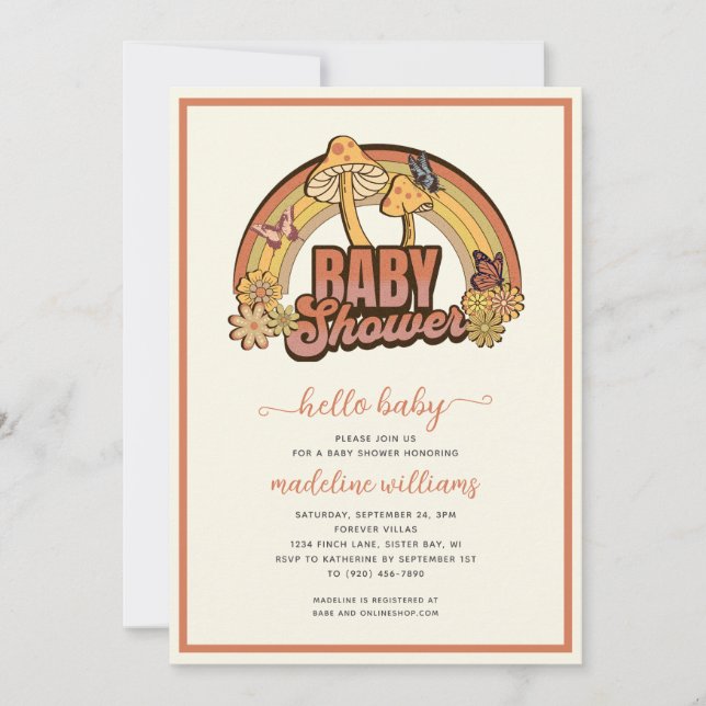 Mushroom Baby Shower Invitation (Front)