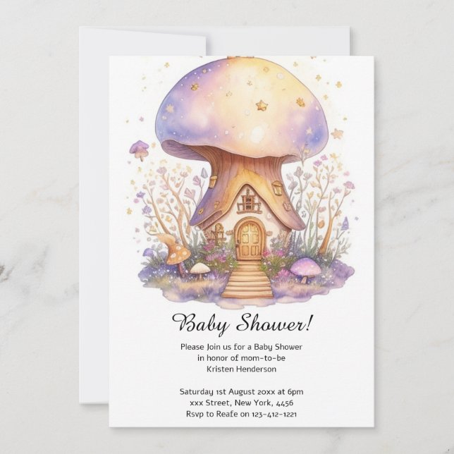 Mushroom Baby Shower Invitation (Front)