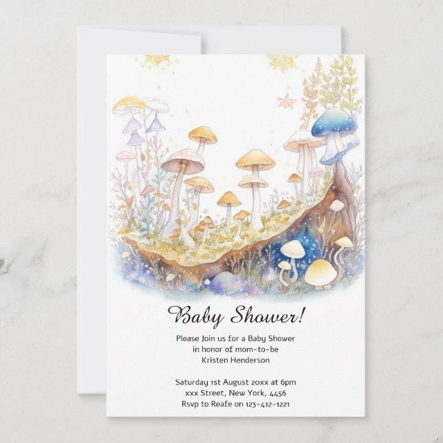 Mushroom Baby Shower Invitation (Front)
