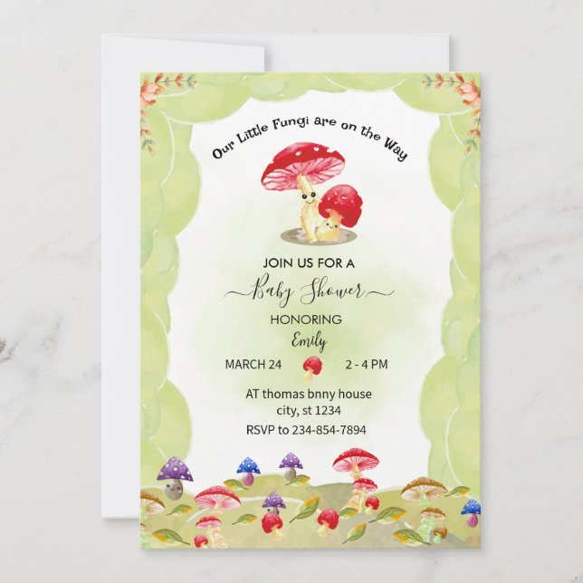 Mushroom Baby Shower  Invitation (Front)