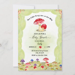 Mushroom Baby Shower  Invitation
