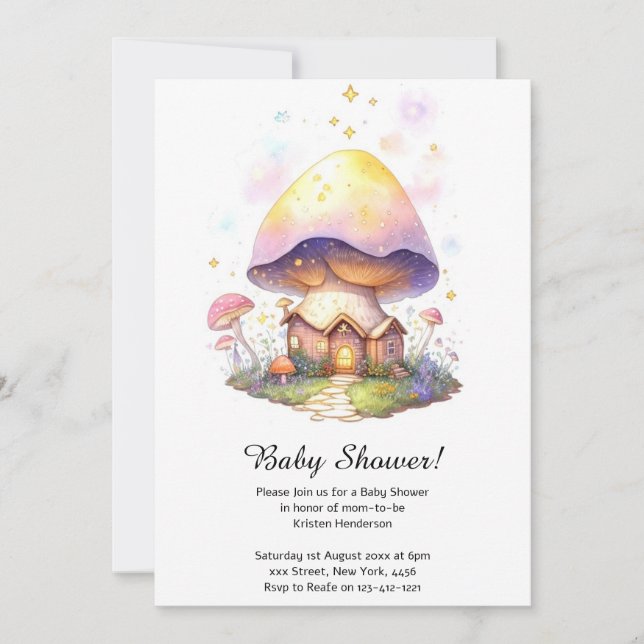 Mushroom Baby Shower Invitation (Front)
