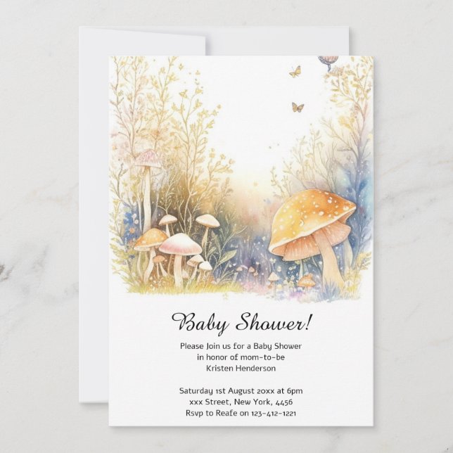 Mushroom Baby Shower Invitation (Front)