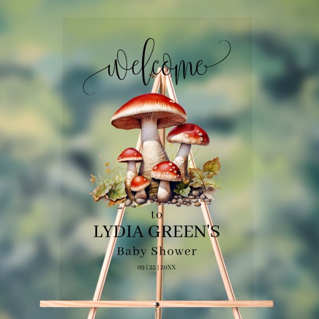 Mushroom Baby Shower Invitation, Fall Baby Shower  Acrylic Sign (Neutral)