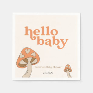 Mushroom Baby Shower Invitation   Orange and Brown Napkin