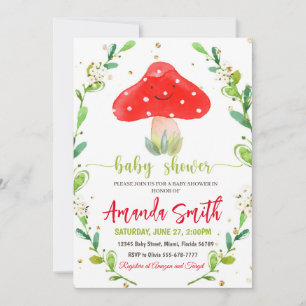 Mushroom Baby Shower invitations, Mushroom invites