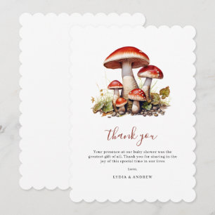 Mushroom Baby Shower Invite, Fall Gender Neutral Thank You Card