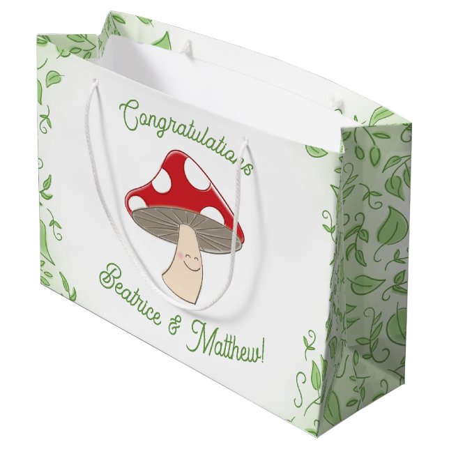 Mushroom Baby Shower Large Gift Bag (Back Angled)
