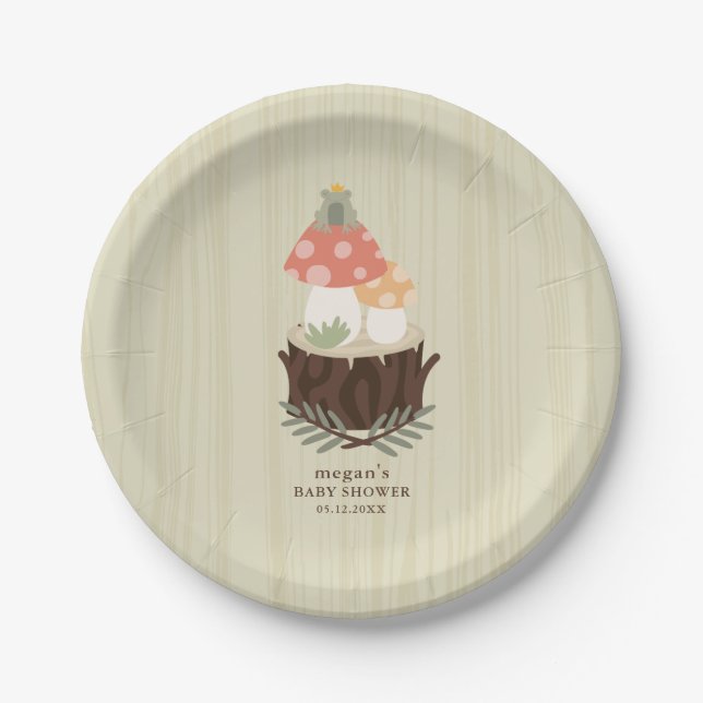 Mushroom Baby Shower Napkin Paper Plate (Front)