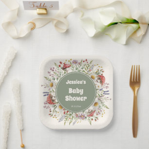 Mushroom Baby Shower  Paper Plate