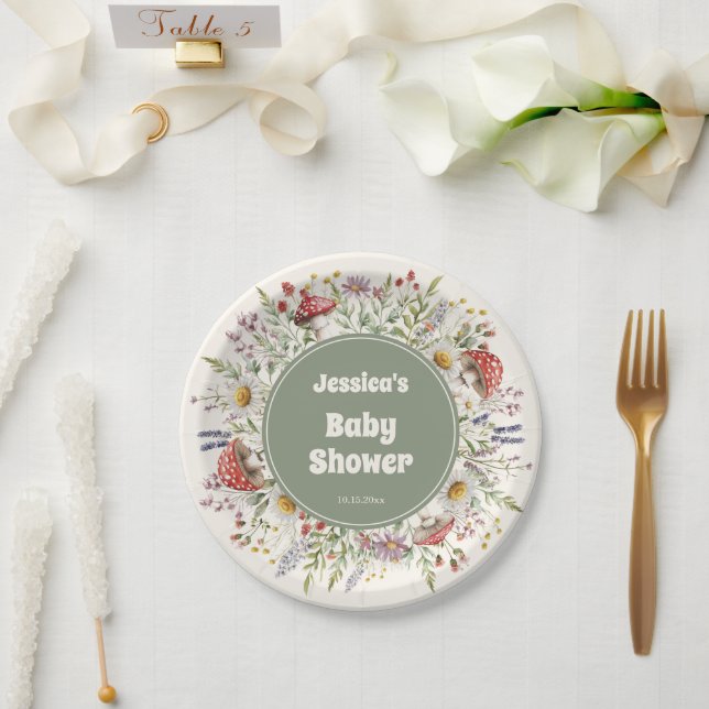 Mushroom Baby Shower  Paper Plate (Wedding)