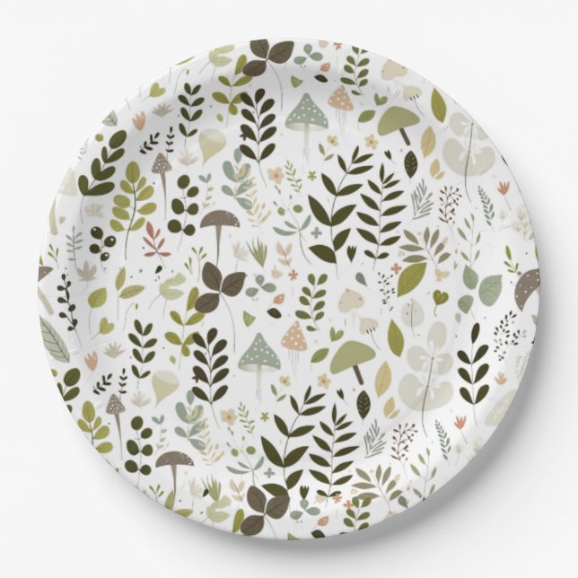 Mushroom Baby Shower  Paper Plate (Front)