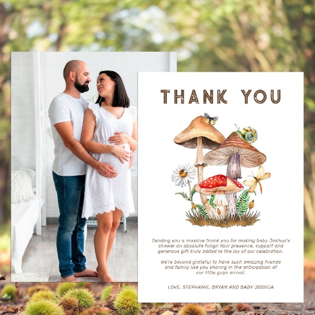 Mushroom Baby Shower Photo Thank You Card (Mushroom Baby Shower Thank You Card)