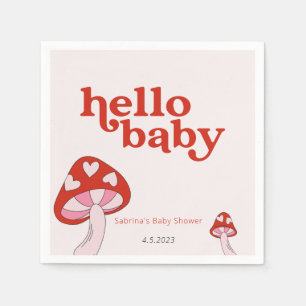 Mushroom Baby Shower Red and Pink Napkin