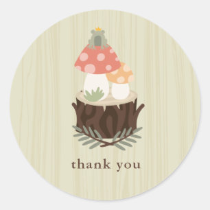 Mushroom Baby Shower Thank You Classic Round Stick Classic Round Sticker