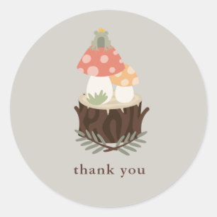 Mushroom Baby Shower Thank You Classic Round Sticker
