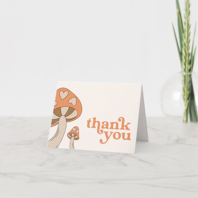 Mushroom Baby Shower Thank You | Orange & Brown Invitation (Front)